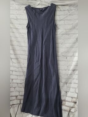 Eileen Fisher Irish Linen Maxi Dress Sleeveless Blue Minimalist. Vintage